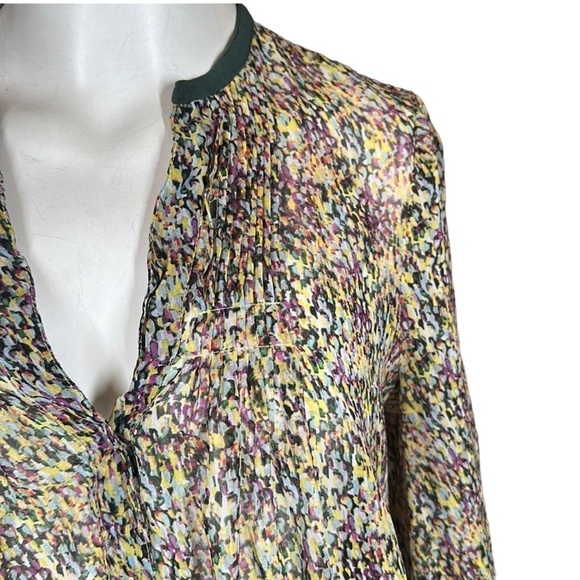Fei Anthropologie 100% Silk Multicolor Abstract Long Sleeve Button Up  Top Sz 6 - Picture 4 of 12